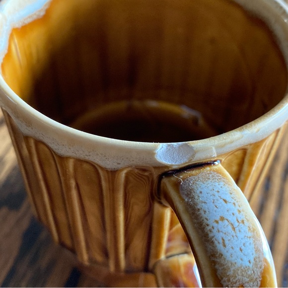 Vintage MCM Japan Brown Drip Glaze Stackable Ceramic Coffee Mugs Set of 7 - Picture 7 of 10